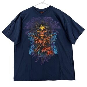 Vintage Miami Ink Shirt Mens 2XL Blue Tattoo Skull Crossed‎ Swords Graphic Tee